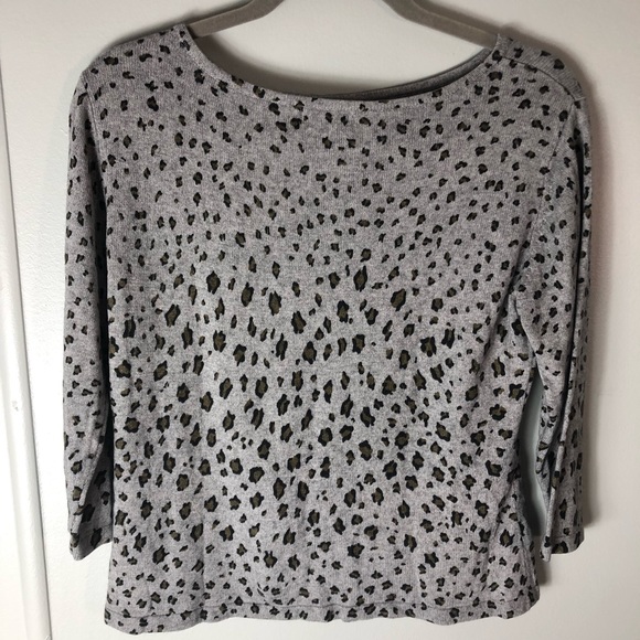 ZZ Silk Gray, Brown, Black Animal Print Silk/Cashmere Sweater Size Large - Picture 4 of 9